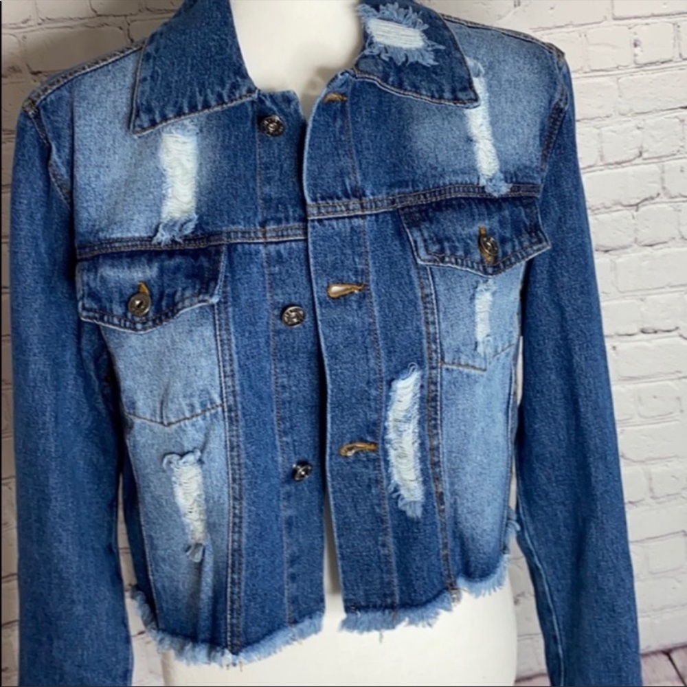 NWT Cropped Denim Jacket L